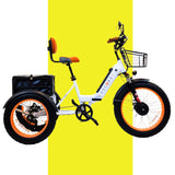 3SCORE MIA Electric Folding Tricycle for Adults with Fat Tires - 750W Motor and 48V Battery - Royal White