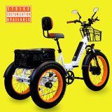 3SCORE MIA Electric Folding Tricycle for Adults with Fat Tires - 750W Motor and 48V Battery - Royal White