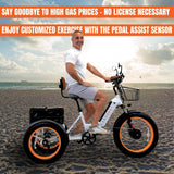 3SCORE MIA Electric Folding Tricycle for Adults with Fat Tires - 750W Motor and 48V Battery - Royal White