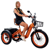 20Ah battery Charged Orange 3SCORE Rear Drive Etrike for mobility, power, and balance