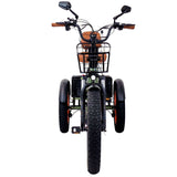 All-weather Army Green 3SCORE Electric Trike built with water-resistant components and fenders