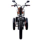 3SCORE Luxury Gray Electric Trike includes a secure ignition switch, battery lock, and parking brake system