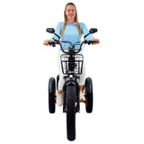 Easy-entry step-through Luxury Gray frame on the 3SCORE Rear Drive Etrike for accessible and safe riding