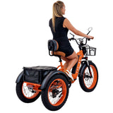 Foldable 3SCORE Electric Trike in Charged Orange designed for wellness and independence over 50