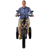 Charged Orange Etrike with safety and support features for fitness after 50