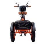 Low-impact Electric Trike in Charged Orange by 3SCORE, ideal for relaxed and stable riding