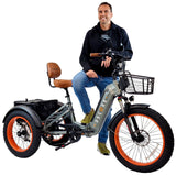 Luxury Gray 3SCORE Electric Trike with powerful rear drive motor, built for control, balance, and confident riding.