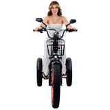 Luxury Gray 3SCORE Electric Trike with rear drive motor and wide tires for premium, stable mobility
