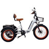 Rear axle and triple brake system make the 3SCORE Metallic Silver Etrike a safety-first mobility option
