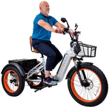 Add a second battery to this Metallic Silver Etrike by 3SCORE for extended riding range and freedom