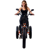 Rear drive Charged Orange 3SCORE Etrike with trailer-ready frame and smooth handling