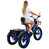 Foldable Electric Blue 3SCORE Etrike supporting elder health and confident mobility