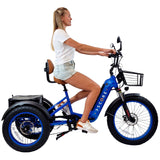 High-performance Electric Blue 3SCORE Etrike for off-road stability and wellness riding