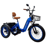 Foldable 3SCORE Electric Blue Etrike designed for wellness over 50 and reliable transportation.
