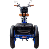 Foldable Electric Blue Etrike with safety features ideal for fitness over 50 riders