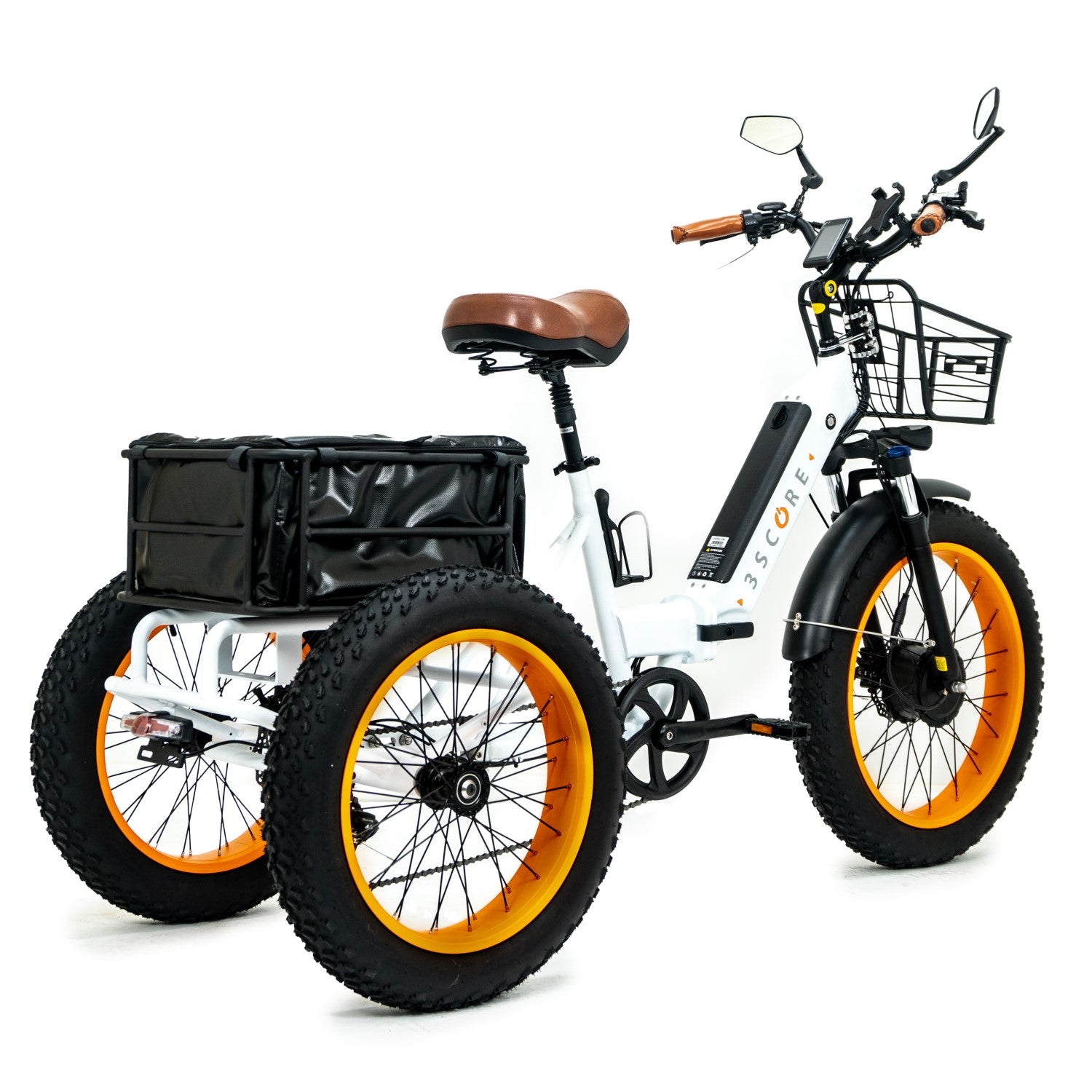 3SCORE MIA Electric Folding Tricycle for Adults with Fat Tires - 750W Motor  and 48V Battery - Royal White