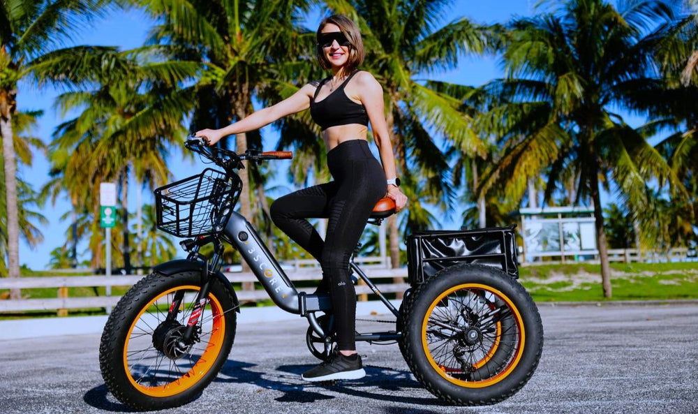 Gray tricycle for women this is a 3SCORE fat tire trike with the folding feature, this adult tricycle is the motor trike that has more high quality components in the market. There is not motor tricycle or motorized tricycle that can match al the features