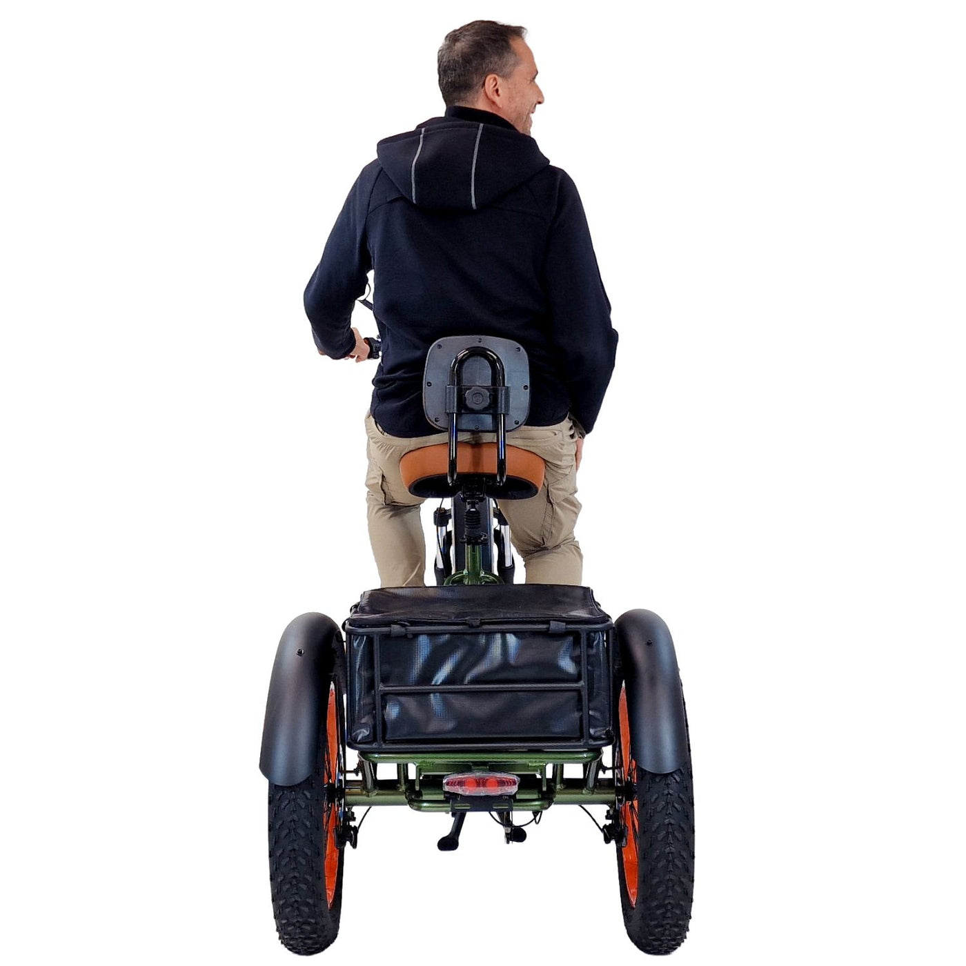 3SCORE Rear Drive Foldable E-Trike – Army Green | 20Ah + Warranty