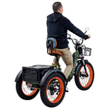 Rugged frame and rear drive motor make the Army Green 3SCORE Etrike ideal for reliability and power