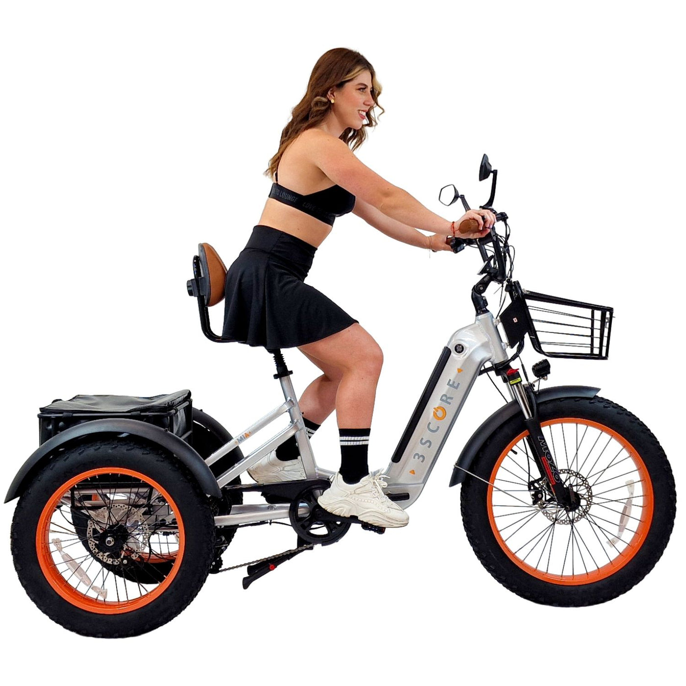 3SCORE Rear Drive Foldable E-Trike – Metallic Silver | 20Ah +