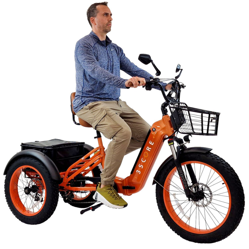 3SCORE Rear Drive Foldable E-Trike – Charged Orange