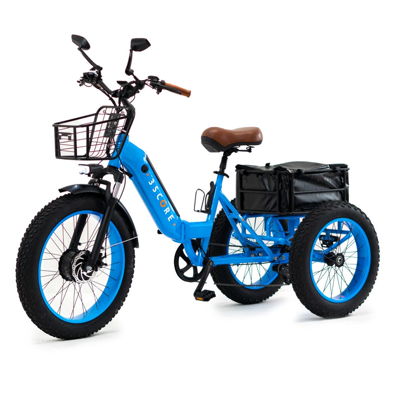 3SCORE fat tire electric trike the tricycle side picture blue